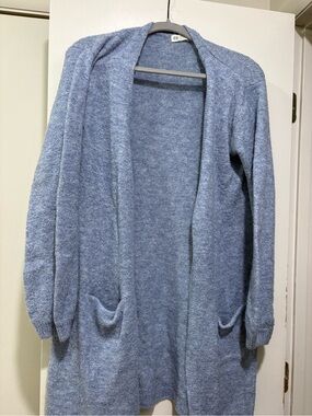 H&M Blue Open-Front Knit Cardigan with Pockets